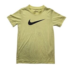 Nike Kids Dri-FIT Swoosh Graphic Tee Yellow Athletic Performance Shirt Small S 8